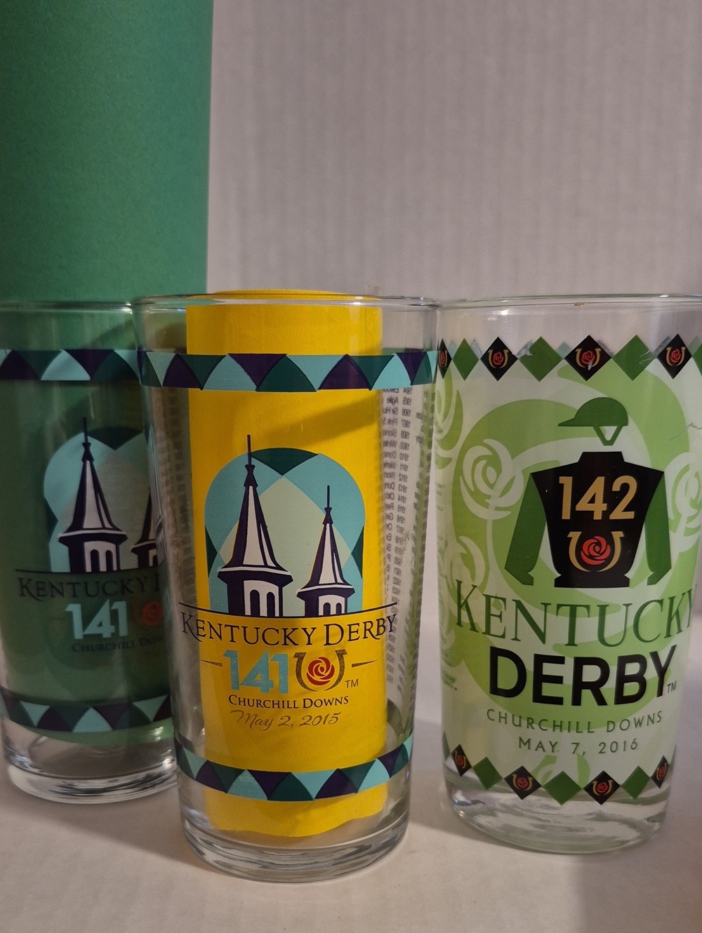 Kentucky Derby Set Of 3, 2Qty Of 141th & 1 Of 142th Glasses